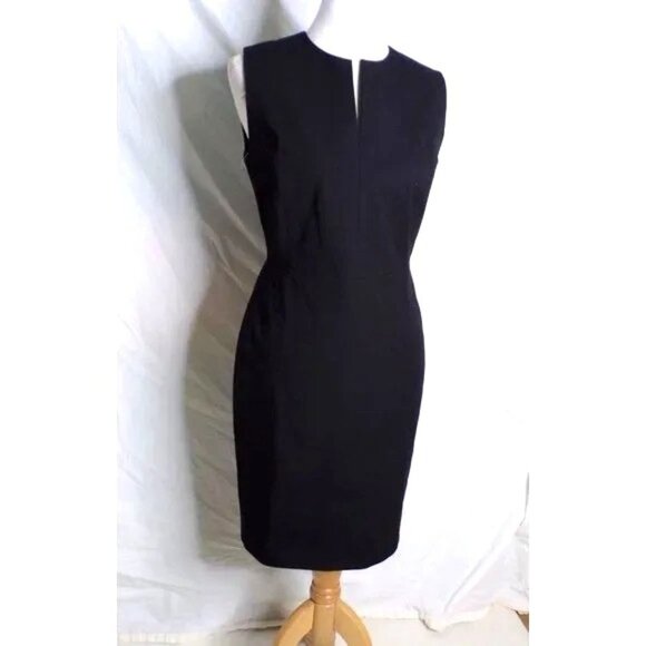 🆕NORDSTROM SIGNATURE Little Black Dress Split Neck Sheath Small - Picture 7 of 13
